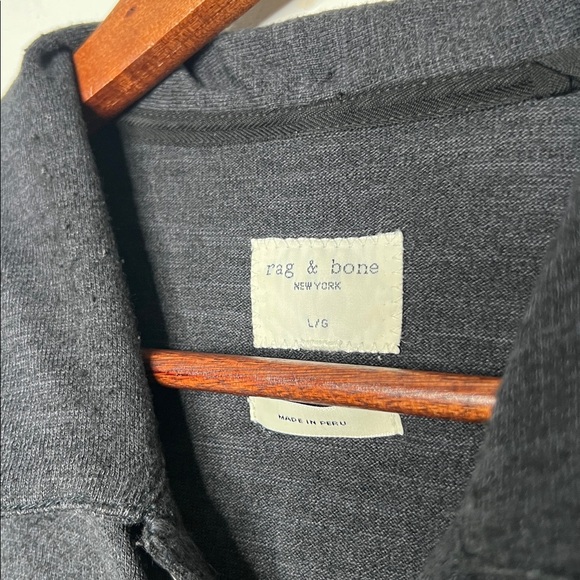 Rag & Bone Polo Shirt Black Gray Size Large Men’s Short Sleeve Cotton Logo - Picture 3 of 7